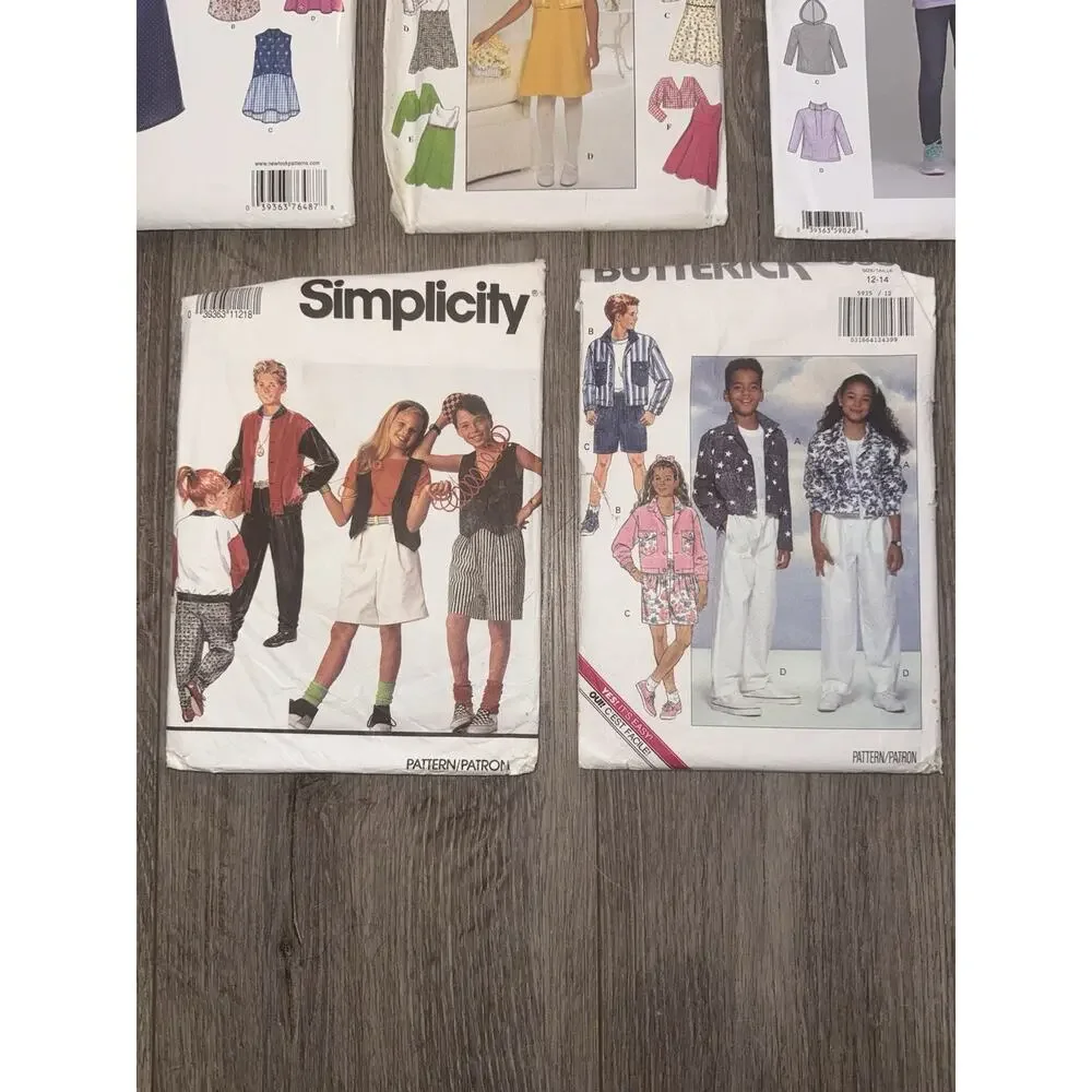 Lot of 8 Children's & Tweens Sewing Patterns Boys Girls Tops Bottoms Dresses